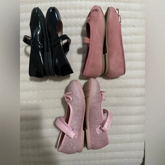 Kids/Toddler Ballet Flats Bundle - Black, Pink, and Glitter Pink size 9 - Picture 3 of 9